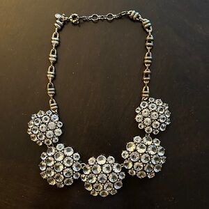 J. Crew Silver Crystal Cluster Necklace